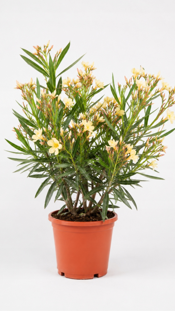 Nerium oleander żółty w doniczce 20 cm o dekoracyjnych żółtych kwiatach