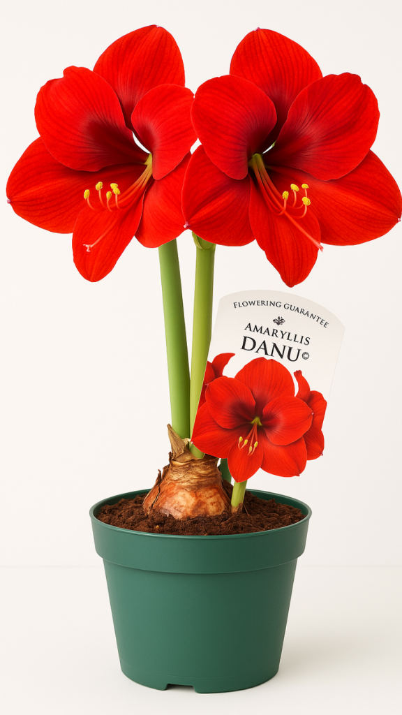Amarylis amonita czerwone kwiaty