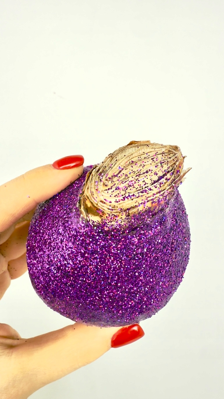 Amarylis w brokatowym wosku (fiolet)